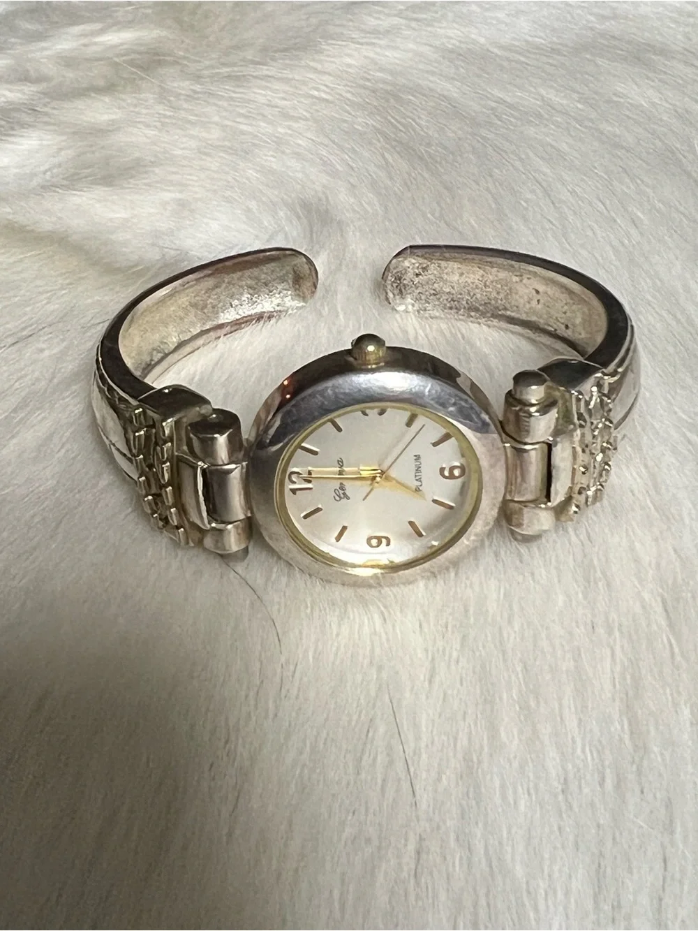 Geneva Platinum Gold & Silver Tone Women's Cuff Watch